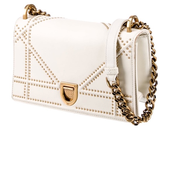 Dior White and Gold Studded Handbag - Picture 2 of 5